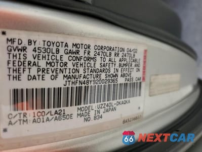 Zdjęcie 12 z 12 samochodu: 2002 LEXUS SC 430 VIN:JTHFN48Y920029365 - miniatura