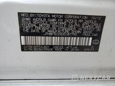 Zdjęcie 13 z 13 samochodu: 2013 LEXUS IS 250 VIN:JTHBF5C2XD5187790 - miniatura