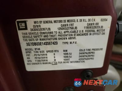 Zdjęcie 13 z 13 samochodu: 2004 PONTIAC AZTEK VIN:3G7DB03E14S567429 - miniatura