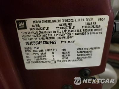 Zdjęcie 13 z 13 samochodu: 2004 PONTIAC AZTEK VIN:3G7DB03E14S567429 - miniatura