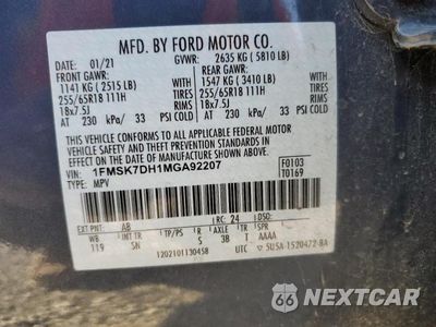 Zdjęcie 14 z 14 samochodu: 2021 FORD EXPLORER XLT VIN:1FMSK7DH1MGA92207 - miniatura