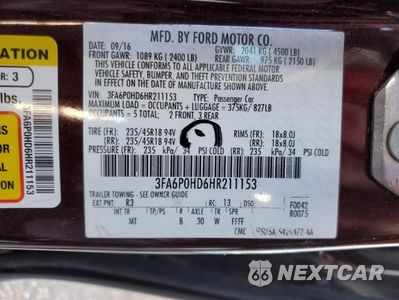 Zdjęcie 12 z 12 samochodu: 2017 FORD FUSION SE VIN:3FA6P0HD6HR211153 - miniatura