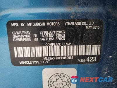 Zdjęcie 12 z 12 samochodu: 2015 MITSUBISHI MIRAGE DE VIN:ML32A3HJ0FH050981 - miniatura