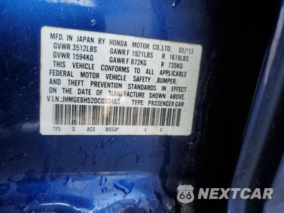 Zdjęcie 12 z 12 samochodu: 2013 HONDA FIT SPORT VIN:JHMGE8H52DC033485 - miniatura