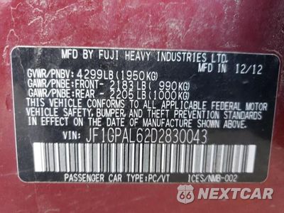 Zdjęcie 13 z 13 samochodu: 2013 SUBARU IMPREZA SPORT PREMIUM VIN:JF1GPAL62D2830043 - miniatura