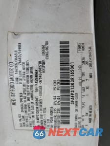 Zdjęcie 12 z 12 samochodu: 2003 FORD FOCUS ZX3 VIN:3FAFP31303R185001 - miniatura