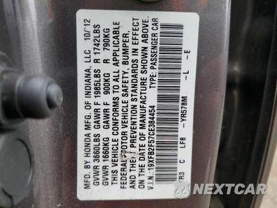 Zdjęcie 12 z 12 samochodu: 2012 HONDA CIVIC LX VIN:19XFB2F57CE384454 - miniatura