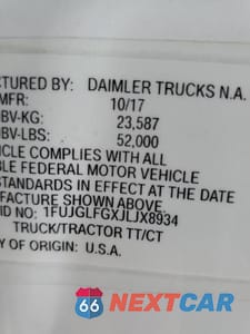 Zdjęcie 10 z 10 samochodu: 2018 FREIGHTLINER CASCADIA 125 VIN:1FUJGLFGXJLJX8934 - miniatura