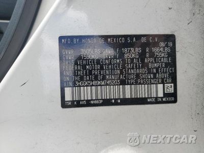 Zdjęcie 12 z 12 samochodu: 2019 HONDA FIT EX VIN:3HGGK5H89KM745203 - miniatura
