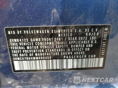 Zdjęcie 12 z 12 samochodu: 2021 VOLKSWAGEN JETTA S VIN:3VWC57BU4MM000459 - miniatura