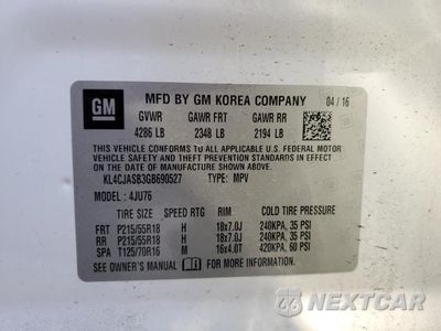 Zdjęcie 13 z 13 samochodu: 2016 BUICK ENCORE VIN:KL4CJASB3GB690527 - miniatura