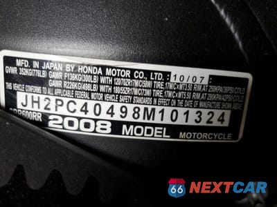 Zdjęcie 8 z 8 samochodu: 2008 HONDA CBR600 RR VIN:JH2PC40498M101324 - miniatura