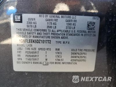 Zdjęcie 13 z 13 samochodu: 2013 CHEVROLET EQUINOX LT VIN:1GNFLEEK6DZ101772 - miniatura
