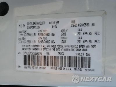 Zdjęcie 13 z 13 samochodu: 2002 DODGE RAM 1500 VIN:1D7HU16N52J260249 - miniatura