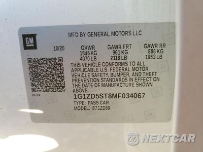 Zdjęcie 13 z 13 samochodu: 2021 CHEVROLET MALIBU LT VIN:1G1ZD5ST8MF034067 - miniatura