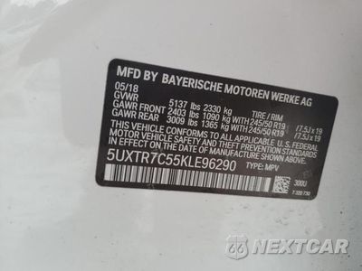 Zdjęcie 13 z 13 samochodu: 2019 BMW X3 SDRIVE30I VIN:5UXTR7C55KLE96290 - miniatura