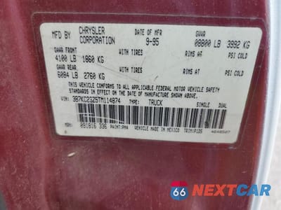 Zdjęcie 12 z 12 samochodu: 1996 DODGE RAM 2500 VIN:3B7KC23Z5TM114874 - miniatura