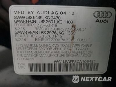 Zdjęcie 13 z 13 samochodu: 2012 AUDI Q5 PREMIUM PLUS VIN:WA1LFAFP8CA105481 - miniatura