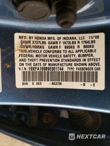Zdjęcie 12 z 12 samochodu: 2009 HONDA CIVIC EXL VIN:19XFA16989E001744 - miniatura