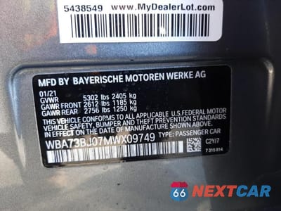 Zdjęcie 12 z 12 samochodu: 2021 BMW 540 XI VIN:WBA73BJ07MWX09749 - miniatura