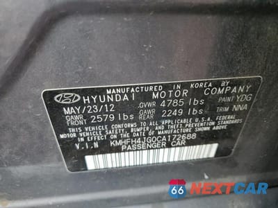 Zdjęcie 12 z 12 samochodu: 2012 HYUNDAI AZERA GLS VIN:KMHFH4JG0CA172688 - miniatura