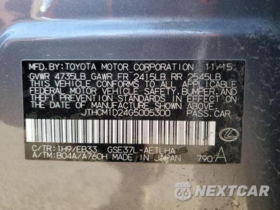 Zdjęcie 12 z 12 samochodu: 2016 LEXUS IS 300 VIN:JTHCM1D24G5005300 - miniatura