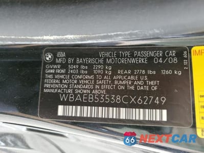 Zdjęcie 12 z 12 samochodu: 2008 BMW 650 I VIN:WBAEB53538CX62749 - miniatura