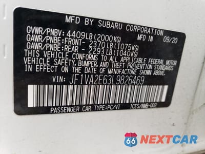 Zdjęcie 12 z 12 samochodu: 2020 SUBARU WRX STI VIN:JF1VA2E63L9826469 - miniatura