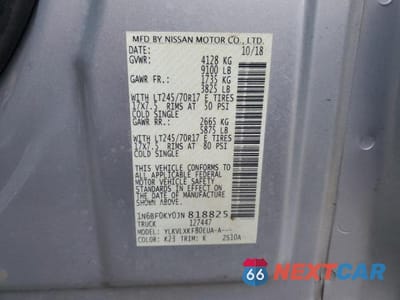 Zdjęcie 13 z 13 samochodu: 2018 NISSAN NV 1500 S VIN:1N6BF0KY0JN818825 - miniatura