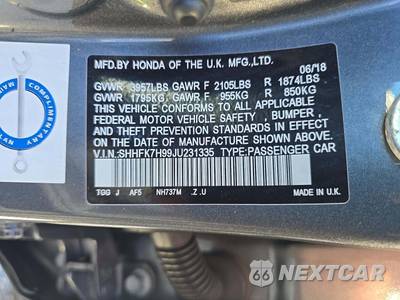 2018 Honda Civic Hatchback Sport Touring - zdjęcie 5 z 21 - miniatura