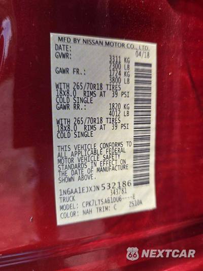 2018 Nissan TITAN SV Crew Cab Short Bed - zdjęcie 5 z 23 - miniatura