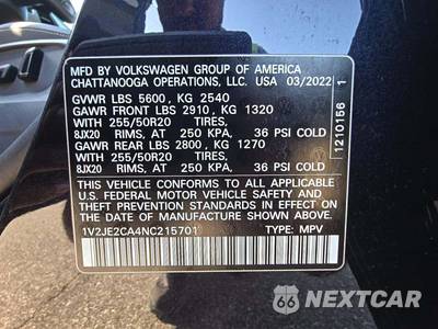2022 Volkswagen Atlas Cross Sport V6 SE w/Technology - zdjęcie 2 z 20 - miniatura