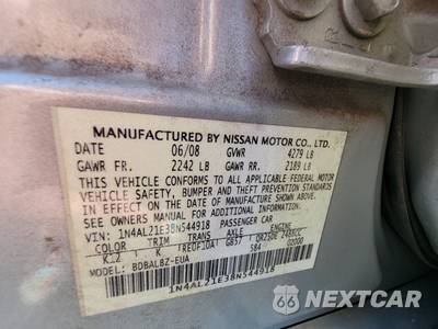 2008 Nissan Altima 2.5 S Sedan - zdjęcie 15 z 17 - miniatura
