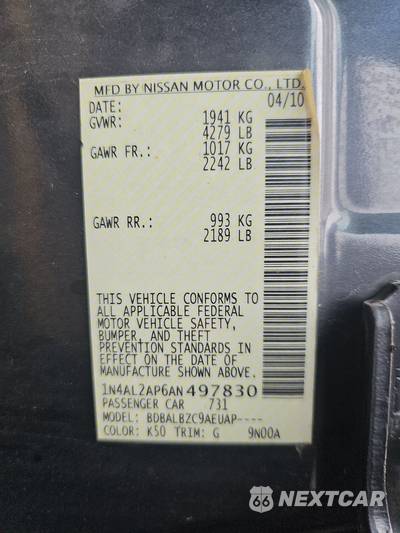 2010 Nissan Altima 2.5 S Sedan - zdjęcie 14 z 34 - miniatura
