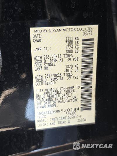 2021 Nissan TITAN SV Crew Cab Short Bed - zdjęcie 14 z 32 - miniatura