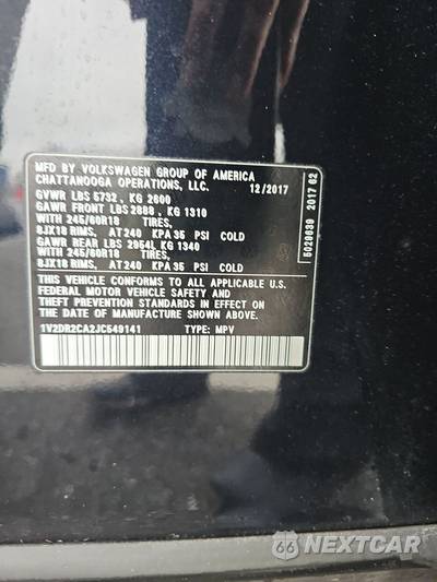 2018 Volkswagen Atlas V6 SE w/Technology - zdjęcie 15 z 20 - miniatura
