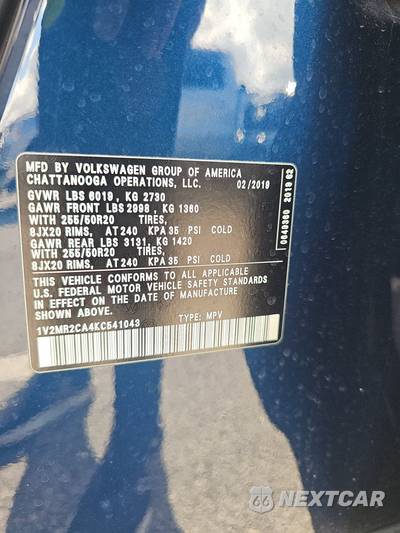 2019 Volkswagen Atlas V6 SEL - zdjęcie 14 z 20 - miniatura