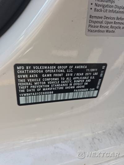 2012 Volkswagen Passat 2.5L SE w/Sunroof - zdjęcie 14 z 18 - miniatura