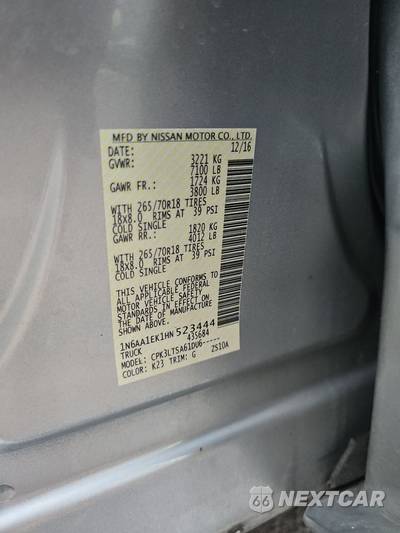 2017 Nissan TITAN SV Crew Cab Short Bed - zdjęcie 14 z 36 - miniatura