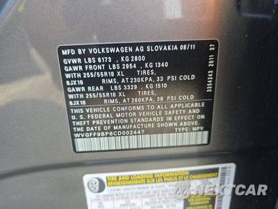 2012 Volkswagen Touareg V6 Sport w/Navigation - zdjęcie 14 z 49 - miniatura