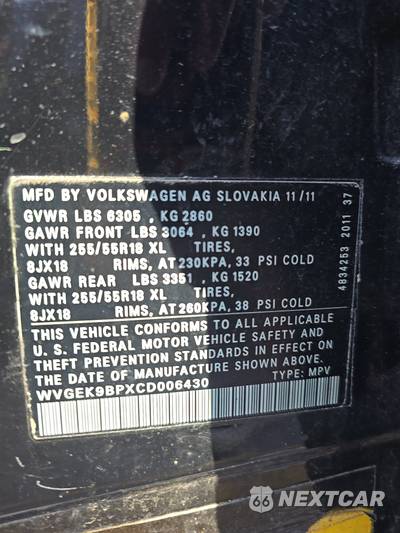 2012 Volkswagen Touareg TDI Sport w/Navigation - zdjęcie 14 z 17 - miniatura