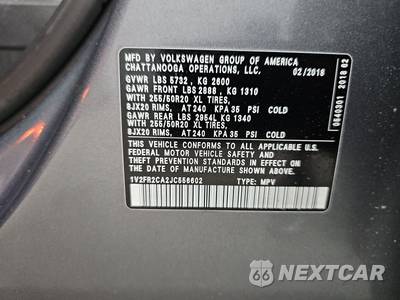 2018 Volkswagen Atlas V6 SE w/Technology - zdjęcie 15 z 26 - miniatura