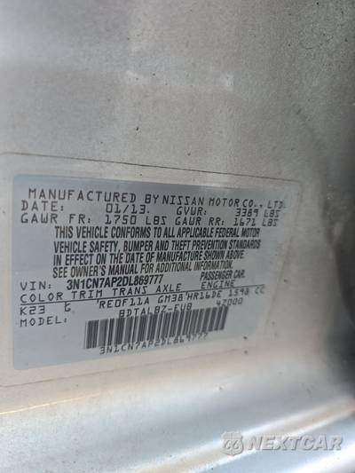 2013 Nissan Versa 1.6 SV - zdjęcie 14 z 18 - miniatura