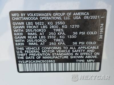 2022 Volkswagen Atlas 2.0T SE w/Technology - zdjęcie 15 z 25 - miniatura