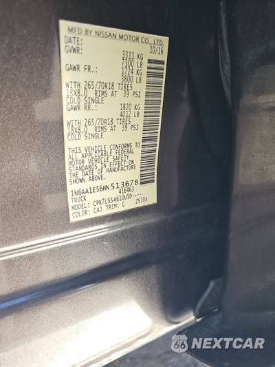 2017 Nissan TITAN SV Crew Cab Short Bed - zdjęcie 14 z 27 - miniatura