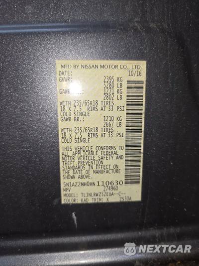 2017 Nissan Murano SL - zdjęcie 14 z 27 - miniatura