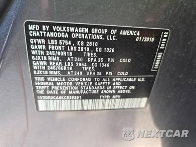 2019 Volkswagen Atlas V6 SE - zdjęcie 11 z 17 - miniatura