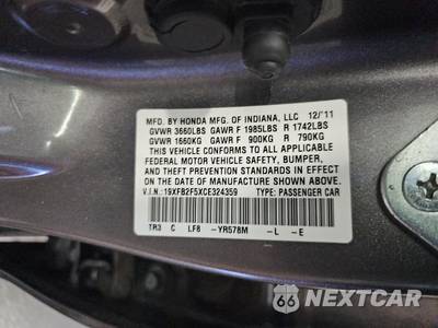 2012 Honda Civic Sedan EX - zdjęcie 14 z 33 - miniatura