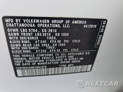 2019 Volkswagen Atlas V6 SE w/Technology R-Line - zdjęcie 15 z 28 - miniatura