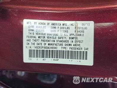 2013 Honda Accord Sedan EX-L w/Navigation - zdjęcie 14 z 31 - miniatura